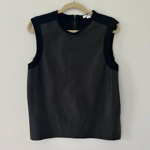 Helmut Lang black leather sleeveless top